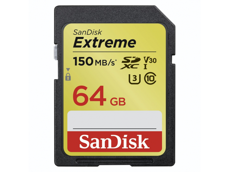 183524 SD-XC Extreme (R/W:150/60MB/s)64GB Cl.10memóriakártya,U3 *