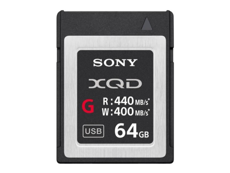 XQD 64 GB (QD-G64F) W: 400 MB/s, R:440 MB/s