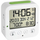 60.2528.02 Bingo white Digital RC Alarm Clock w. Temper