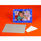kék hópelyhes képeslap kitámasztóval, borítékkal, 10x15 fotóknak, 6db/csomag